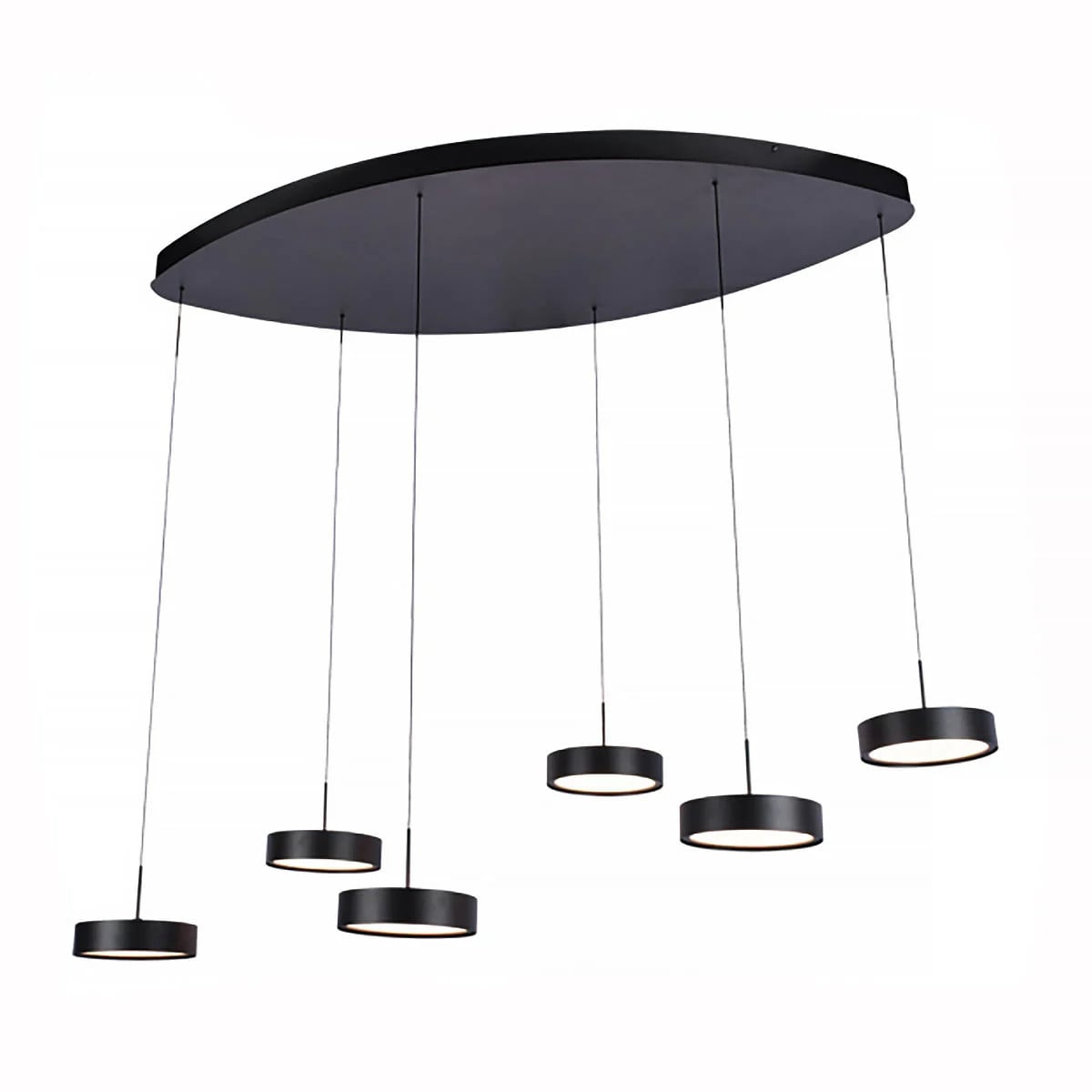 Freelight Hanglamp Alieno Ovaal 6 lichts zwart met Comfortlift L 120 cm