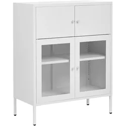 SIDEBOARD mit Glastüren Metall 80 cm Weiß Esholt