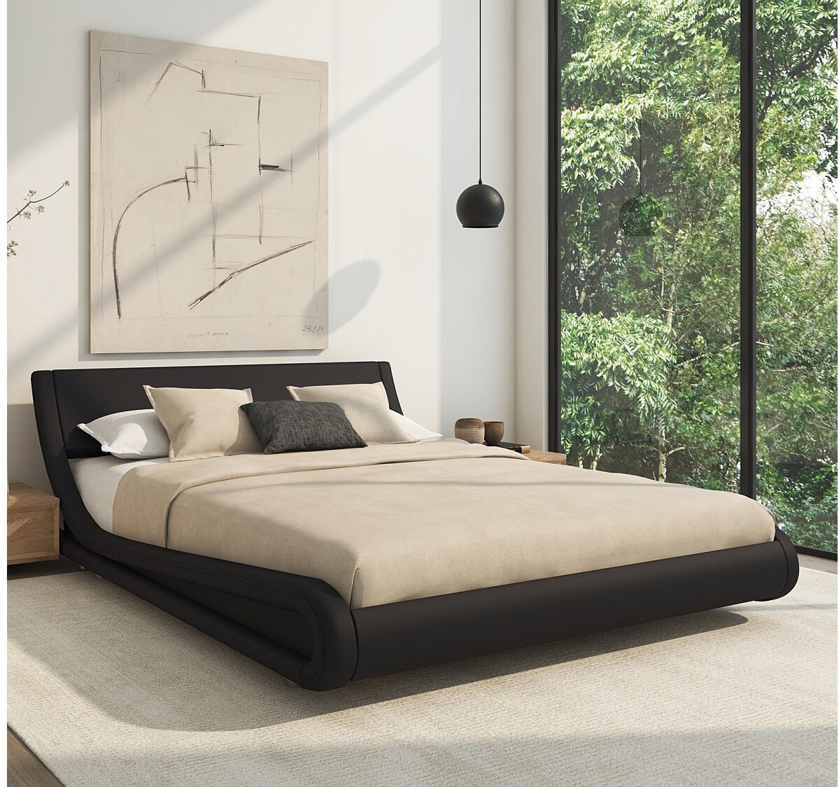 MB Muebles Bonitos Cama de matrimonio 160x200cm en Negro Alessia