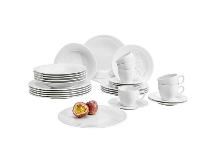 Seltmann Weiden Kombiservice Trio Weiss, Weiß, Keramik, 30-teilig, 230 ml,230 ml, hitzebeständig, Essen & Trinken, Geschirr, Geschirr-Sets, Kombiservice