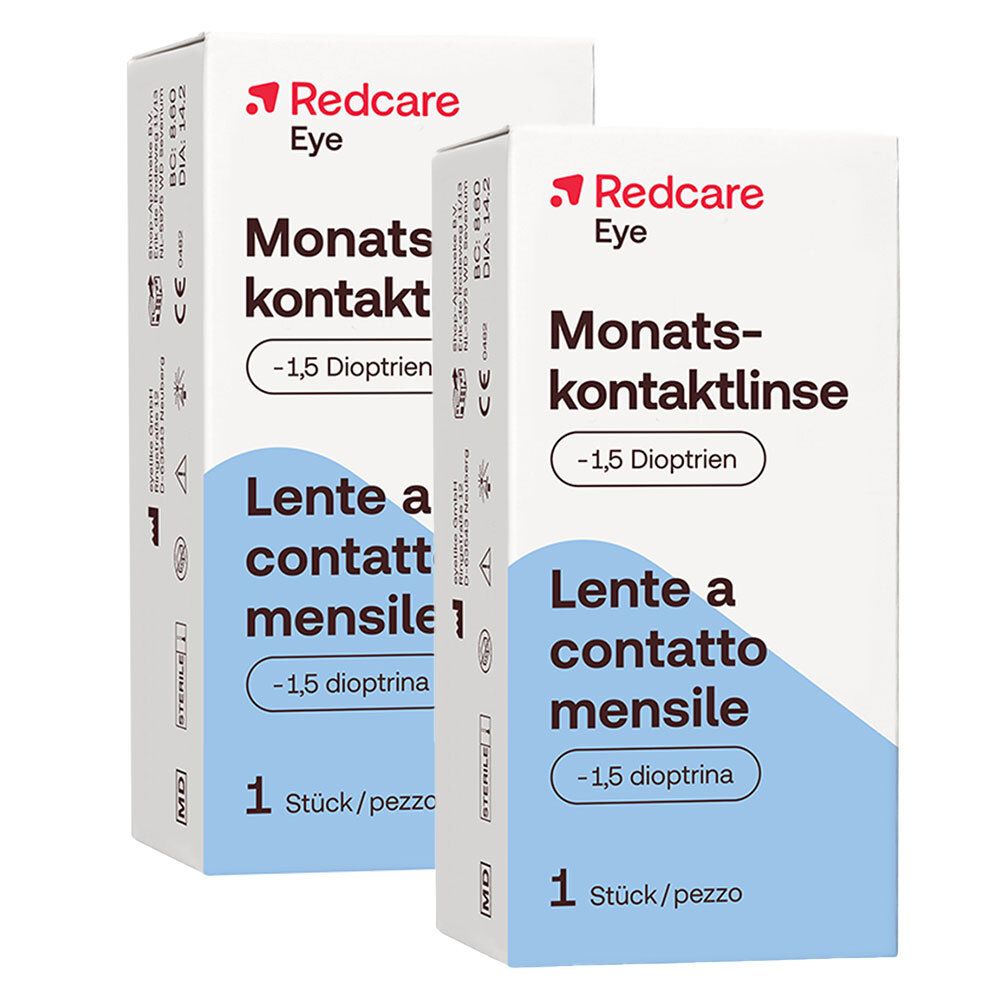 Redcare Monatslinse -1,5dpt 2 Stück Kontaktlinsen