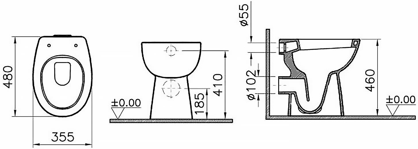 VitrA Conforma Stand-WC, Tiefspüler mit Spülrand