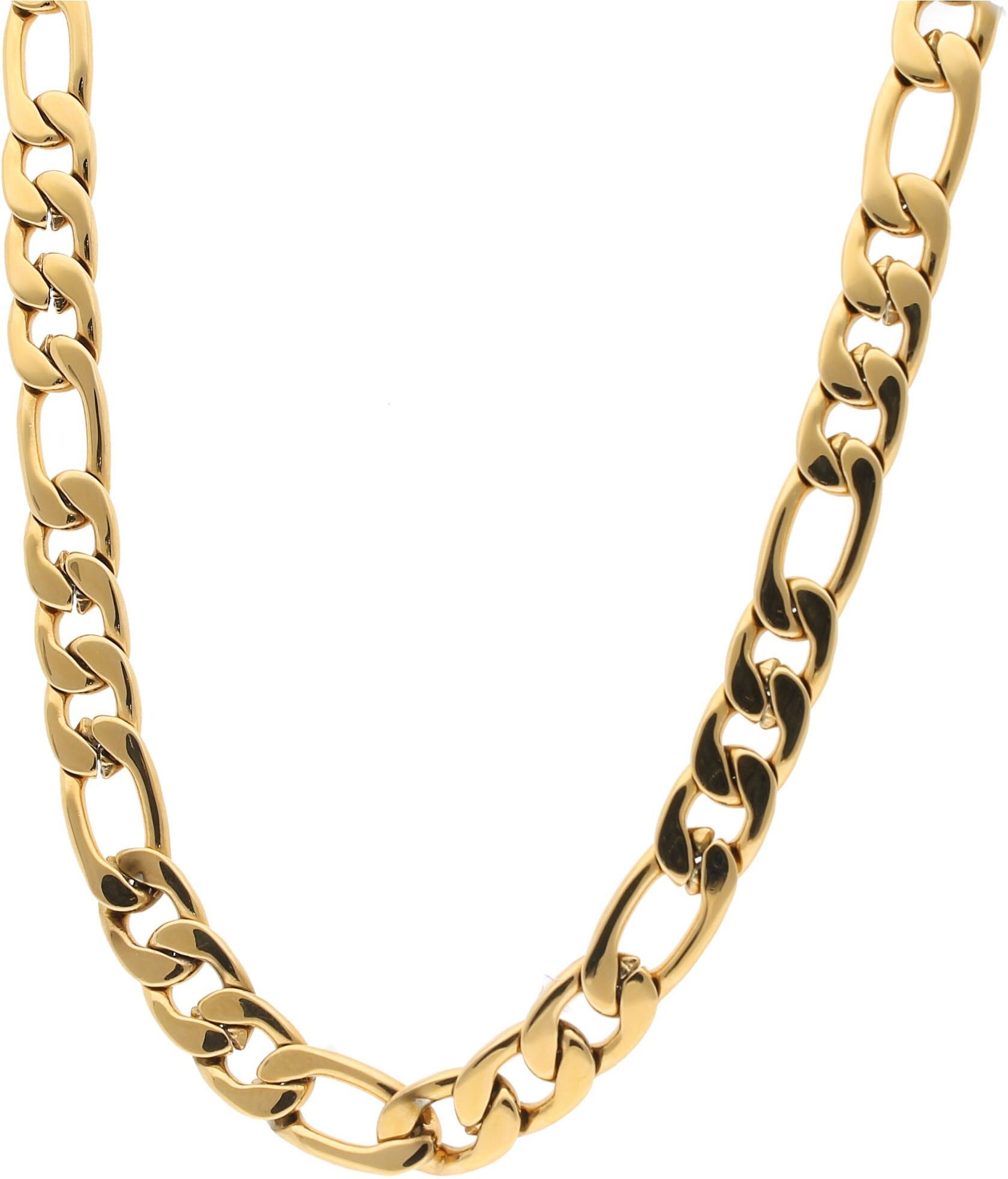 Edelstahlkette FIRETTI "Schmuck Geschenk Figarokettengliederung, 8 mm breit" Gr. 50, gold (gelbgoldfarben), Halsketten, Herren, 50, Edelstahl, L: 50 B: 8mm, Edelstahlkette, B:8mm gelbgoldfarben 50, Edelstahl, L: 50 B: 8mm