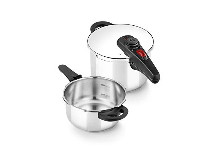 BRA Allure snelkookpannenset, 4 + 6 liter, roestvrij staal, geschikt voor alle warmtebronnen, ook inductie [exclusief bij Amazon]
