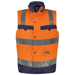 Bilbao Warnschutz Weste, neonorange/dunkelblau, Größe M - dunkelblau - M