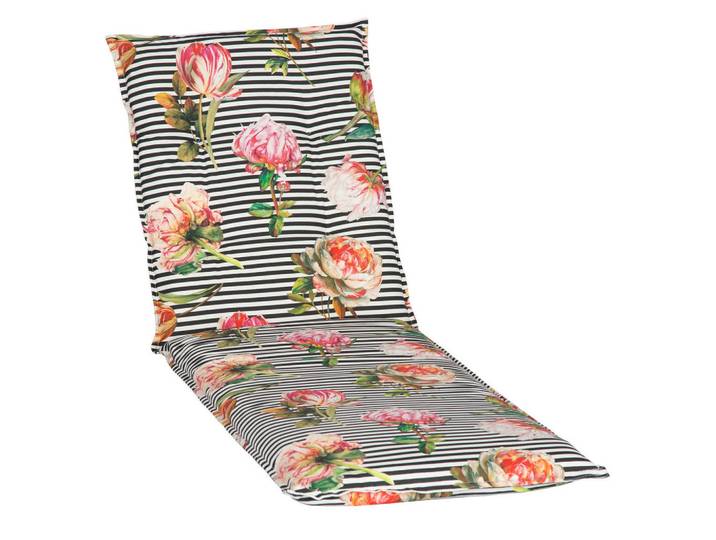 Gardenson Liegenauflage, Schwarz, Textil, Blume, Füllung: Schaumstoff, Fleece,Schaumstoff, Fleece, 58x8x191 cm, wetterfest, mittels Bändern zu befestigen, mittels Gurtband zu befestigen, bügelfrei, formstabil, für den Aussenbereich geeignet, Gartenmöbel, Gartenkissen & Auflagen, Liegenauflagen