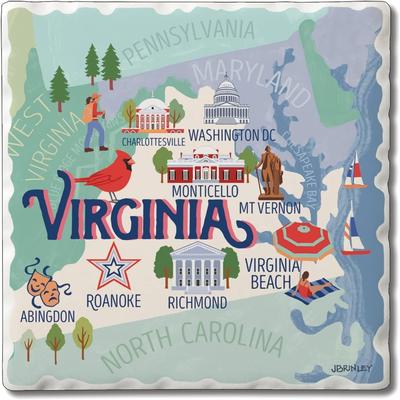 Thirstystone Virginia Attractions 4 Pack Tumbled Tile Stone Coasters with Protective Cork Backing 4” Square Manufactured in The USA