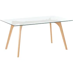 ESSTISCH 160/90 cm Transparent/Heller Holzfarbton Hudson