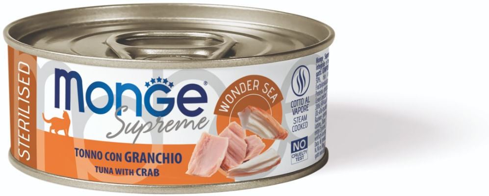 Monge Supreme Cat Sterilised Lattina Multipack 24x80G TONNO CON GRANCHIO