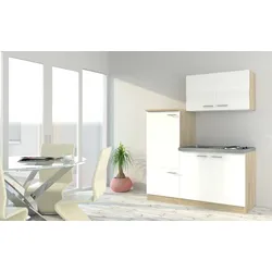 Respekta Economy Küchenzeile KB160ESW 160 cm, Weiß mit Pantryauflage