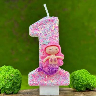 Inspired Living Pink Mermaid Number Birthday Candle For Cake Decoration And Party Celebrations 1