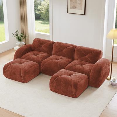 U-shaped Boneless Sofa,Tufted Design,32D High Density Sponge,Bottom Anti-Slip Design,No Assembly Required Bottom