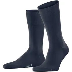 FALKE Herren Socken - Tiago, Strümpfe, Baumwolle, Logo, lang, einfarbig Blau / 45-46