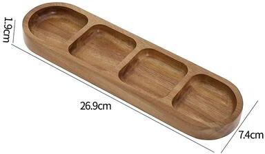 Uplifted Finds Mini Bamboo Decorative Tray High Performance Creative Coffee Cup Mat & Wood Flower Pot Saucer 4 Grids