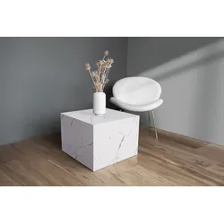 Beistelltisch KAYOOM "Cuboid 125, modernes Design, robuste Konstruktion", weiß, B:55cm H:40cm T:55cm, MDF mit lackfreiem 3D-Papier, Tische, Beistelltisch, vielseitig einsetzbar, edle Oberfläche, robuste Konstruktion