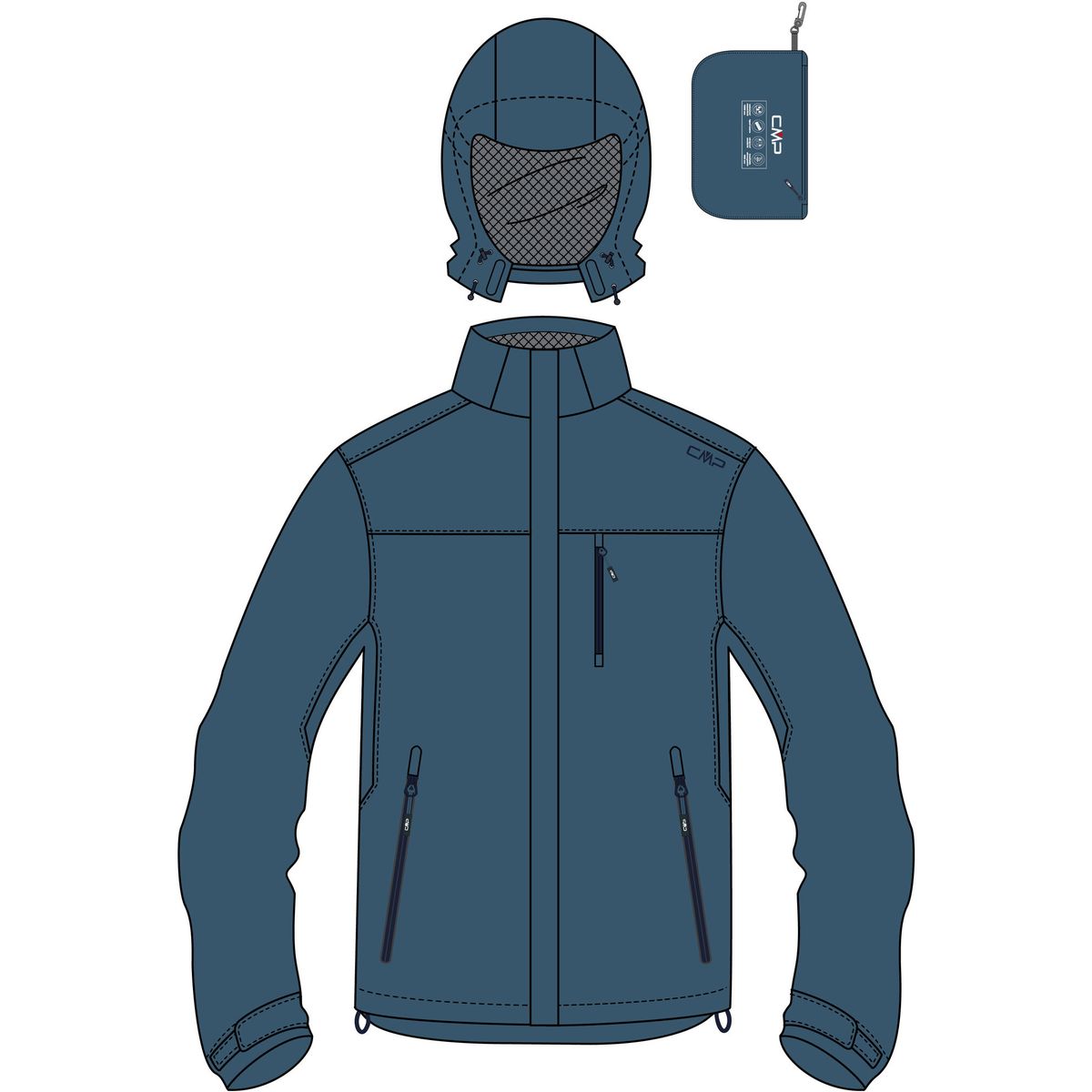 CMP MAN Jacket Zip Hood With Ventilation bluesteel (M951) 52 30X9727-M951-52