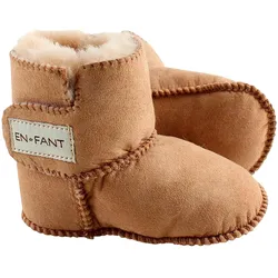 EN FANT Lammfellschuhe mit Klettverschluss, braun, 17