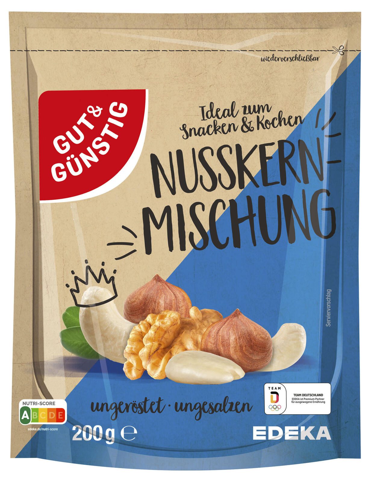 GUT&GÜNSTIG Nusskernmischung ungesalzen & ungeröstet 200,0 g 3603652007