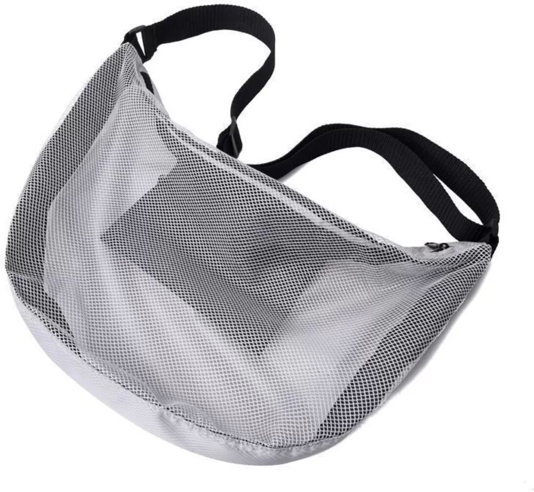 INF Große Mesh-Fußball- und Volleyballtasche mit großer Kapazität - Ein-Schulter-Sling, Mehrfachfächer Sporttragebag Grau