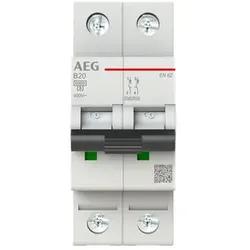 AEG EN62B20 Leitungsschutzschalter AEG ElfaPlus 6 kA, B-Charakteristik, 20 A, 2P 2CDS252088R0205
