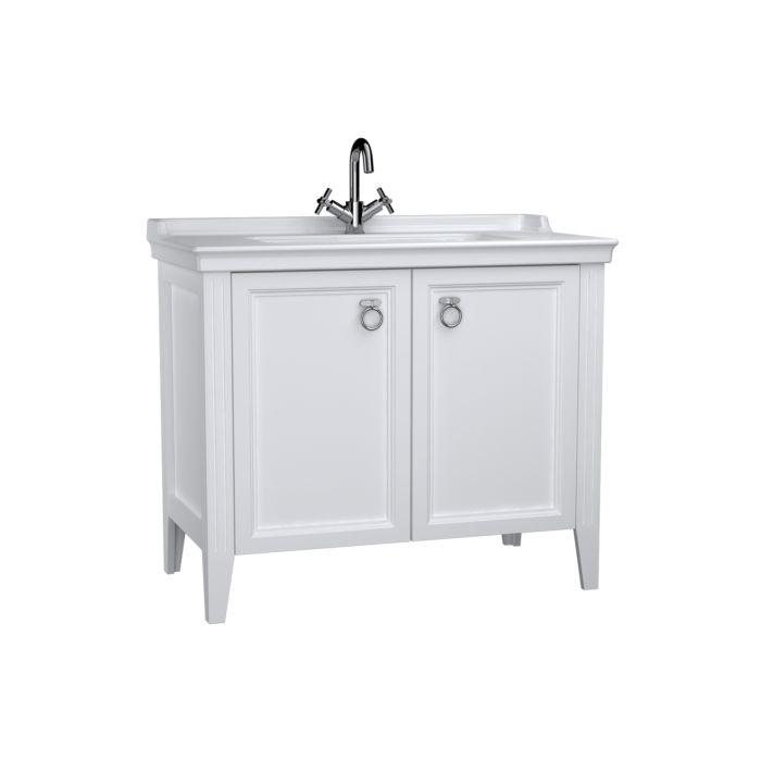 VitrA Valarte Waschtisch-Möbel-Set 62156 99,5 x 53 x 88 cm, 2 Türen, Korpus weiß matt/Waschtisch weiß hochglanz
