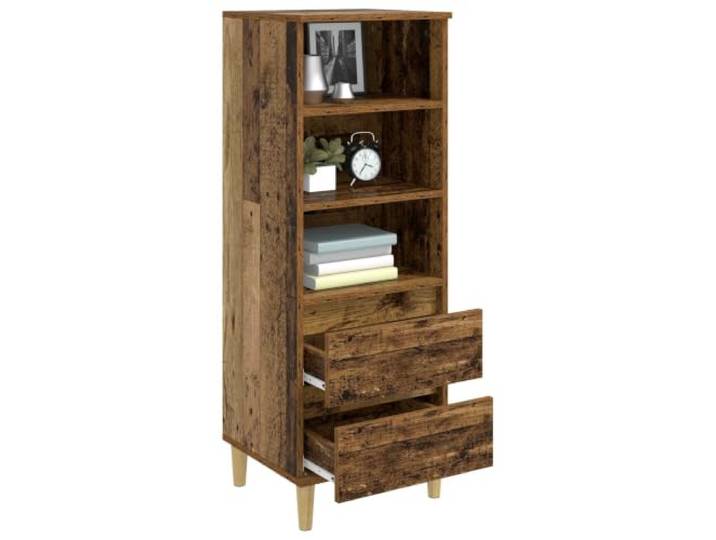 KKgypkn Highboard Holzwerkstoff 40x36x110 cm 3 Offene Regale, 2 Schubladen, Konische Beine, Modernes Design, Einfache Pflege