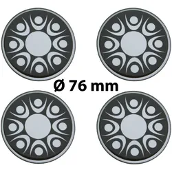 4 x Ø 76 mm Polymere Aufkleber / Stern-Optik / Nabenkappen, Felgendeckel