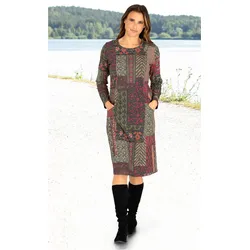 Bauwoll-Mix-Kleid in Druck oliv in Größe 42 von DW-Shop, Oliv, 42