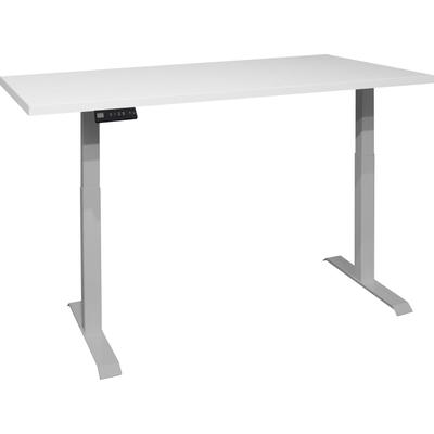 Schreibtisch MÄUSBACHER "Big System Office", silber (silber, weiß matt lack, silber, weiß matt lack), B:160cm, Tische, Schreibtisch, Breite 160 cm, elektrisch höhenverstellbar