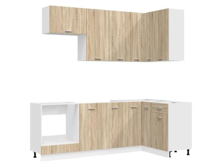 Favemtsl Küchenzeile Lyon 8-teilig Sonoma-Eiche Holzwerkstoff Flexibles Design für Küche und Kochbereich mit verstellbaren Füßen für sicheren Stand sowie praktischem Wandbeschlag.