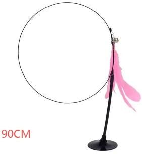 Uplift Essentials Cat Teaser Wand With Bell Feather And Suction Cup Long Interactive Stick pink