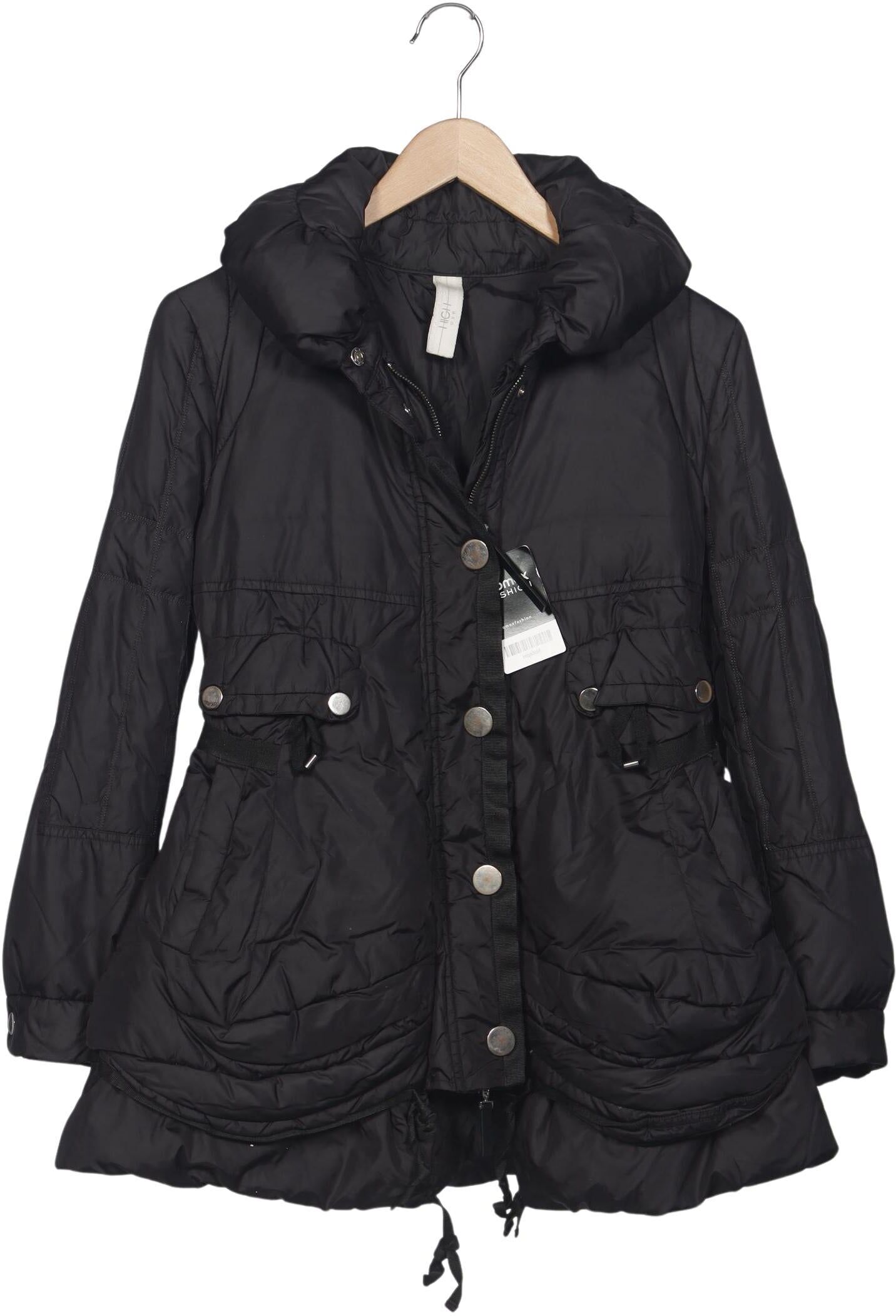 High Damen Mantel, Schwarz, Gr. EU 34, Synthetik - Second Hand