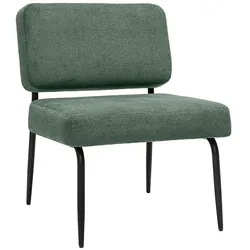 Sessel in khakigrünem Chenille-Stoff und schwarzem Metall VEDANA