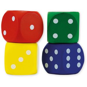 TimeTex Würfel 93607, Flüsterwürfel, bunt, Schaumstoffwürfel, 4 Würfel