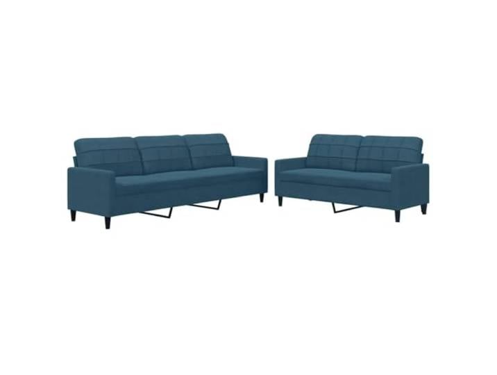 Todiikf 2-TLG Sofagarnitur mit 2-Sitzer und 3-Sitzer Couch Blau Samt Eleganter Blickfang fürs Wohnzimmer: Blaue Samtcouch Garnitur aus 2-Sitzer und 3-Sitzer mit robustem Metallgestell.
