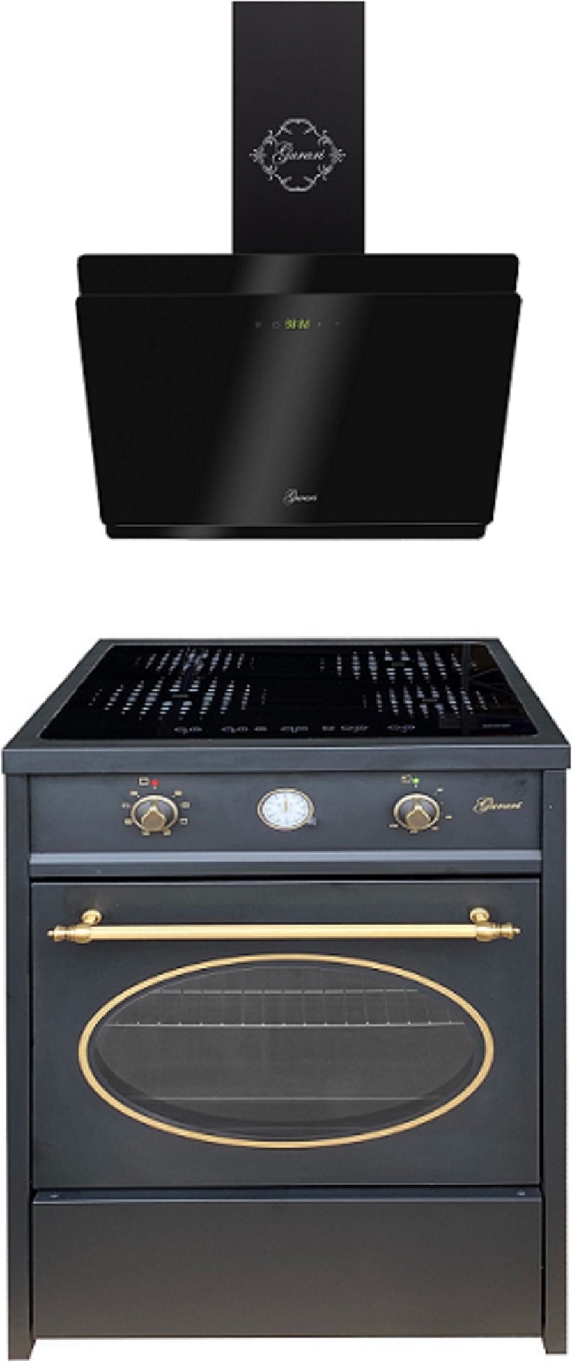 GURARI GCH E 612 BL r Induktions Standherd + GCH 411 BL 60 Prime Dunstabzugshaube