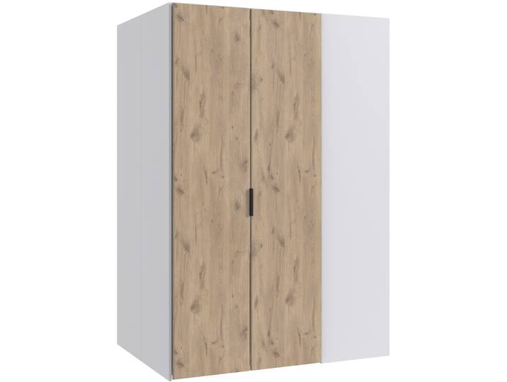Eckschrank WIMEX Norderney , weiß (weiß, absetzung viking oak nachbildung), B:135,2cm H:197cm T:97cm, Holzwerkstoff, Schränke, Eckschrank, Begehbarer Kleiderschrank, Ecklösung, Garderobe