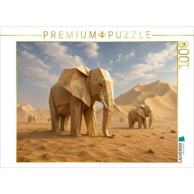 CALVENDO Puzzle Origami-Elefanten der Wüste | 1000 Teile Lege-Größe 64x48cm Foto-Puzzle für glückliche Stunden