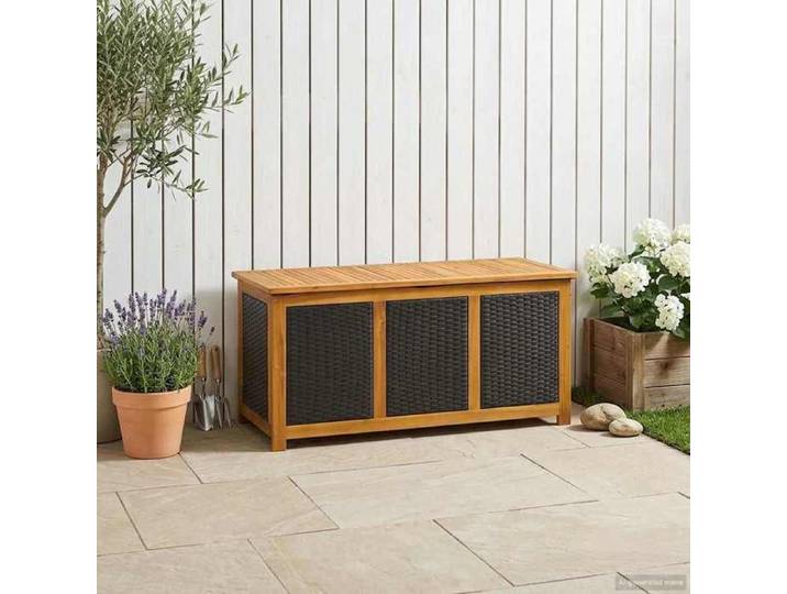 ELORAN®Boîte de Rangement de Jardin 185 L - Bois d'Acacia Massif - Coffre de rangement Moderne_00406570