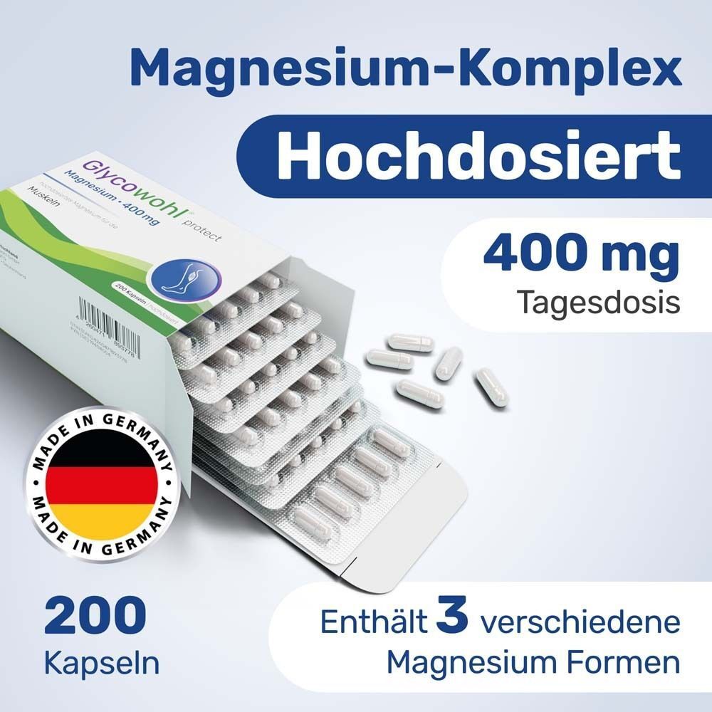 Glycowohl Magnesium 400 mg hochdosiert vegan Kaps. 2x 2x200 St Kapseln
