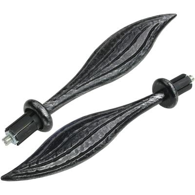Gardinenstangen-Endstück LIEDECO "Endstück, Endknopf Blatt "Esperanca" für 16 mm Stangen" Gr. 1, silber (silberfarben, schwarz), H:3cm L:14,7cm, Gardinenstangenendstücke, Gardinenstangen-Endstück, Endstück, Endknopf