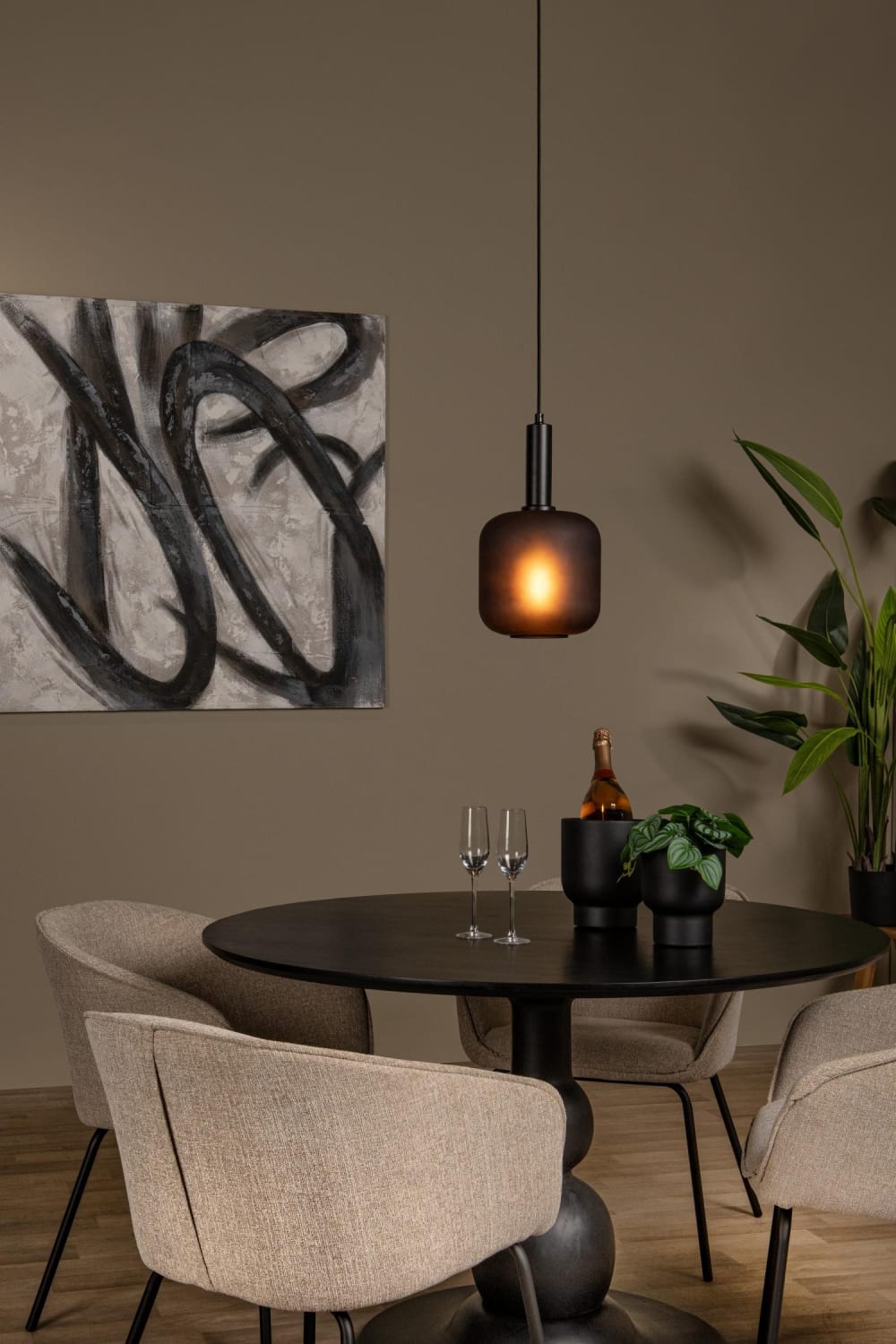 Lucide Suspension verre 1 lumière verre noir Multicolore 21x70x21cm