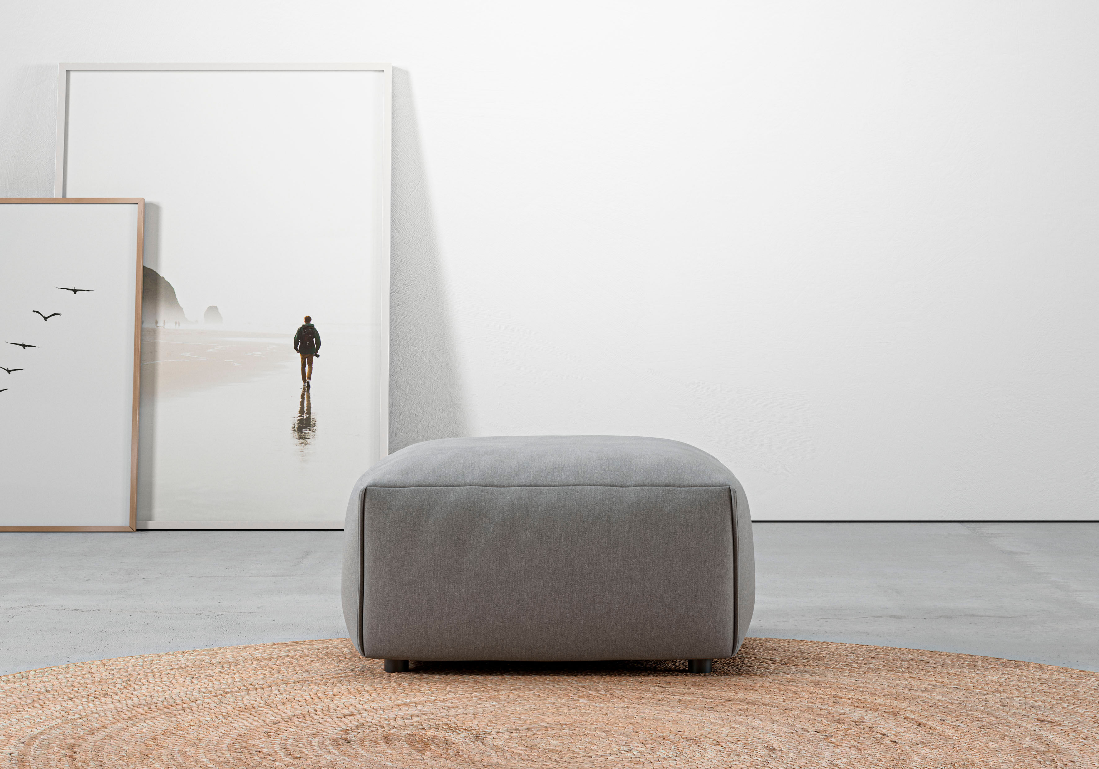 Hocker HOME AFFAIRE "Glimminge auch in Breitcord, Feincord und Easy care-Bezug", grau, B:80cm H:42cm T:80cm, 100% Polyester, Hocker, Hocker, passend zur Serie "Glimminge" grau B/H/T: 80cm x 42cm x 80cm, Easy care
