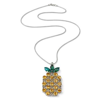 Lange Kette "Ananas", Damen, Gr. onesize, Glas, gelb, COLLEZIONE ALESSANDRO, Basic, Halsketten, mit großem Anhänger in Form einer Ananas