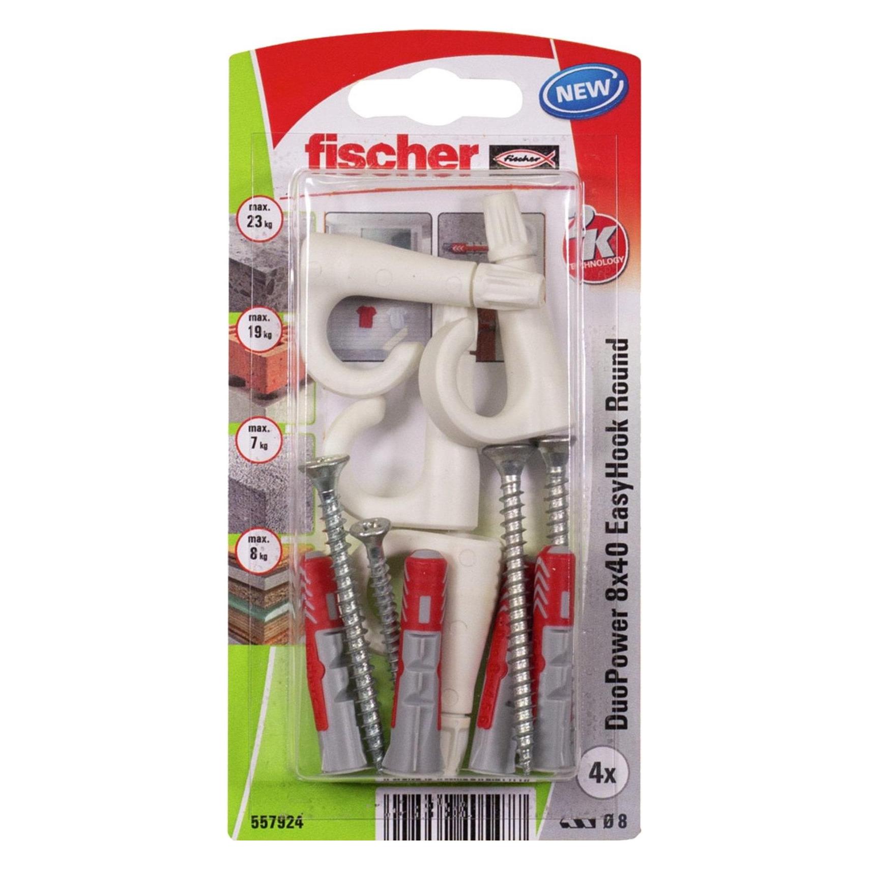 Fischer DuoPower 8x40 EasyHook Round K (4 Stk.) (557924)