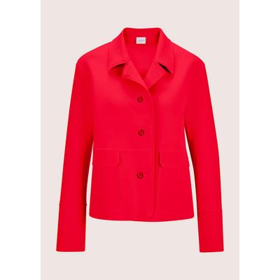 Jackenblazer MADELEINE "Kurzblazer Moderner Damenblazer mit Hemdkragen", Damen, Gr. 36, rot, Obermaterial: 74% Baumwolle CO. 21% Polyester PES. 5% Elasthan EL., Modern, gerade, Blazer, Offene Schnittkanten
