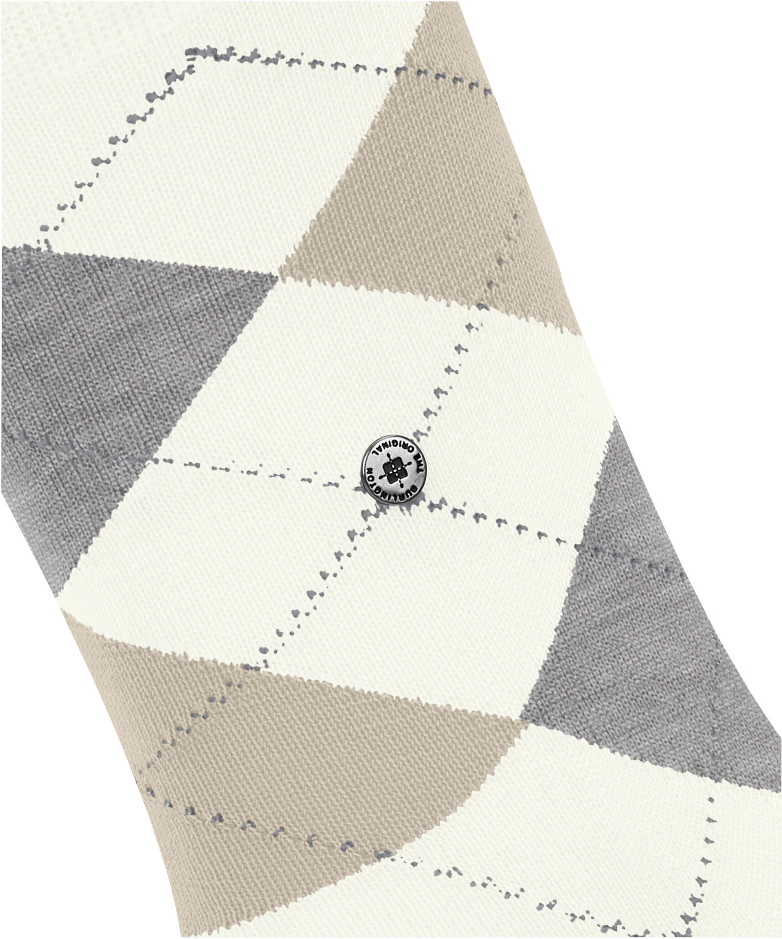 Socken BURLINGTON "Covent Garden", Damen, Gr. 36-41, weiss (sanftes weiß), Baumwollmischung, Argyle-Muster, Socken Socken, Einheitsgrösse 36-41, Argyle-Muster, Burlington-Clip sanftes weiß 36-41