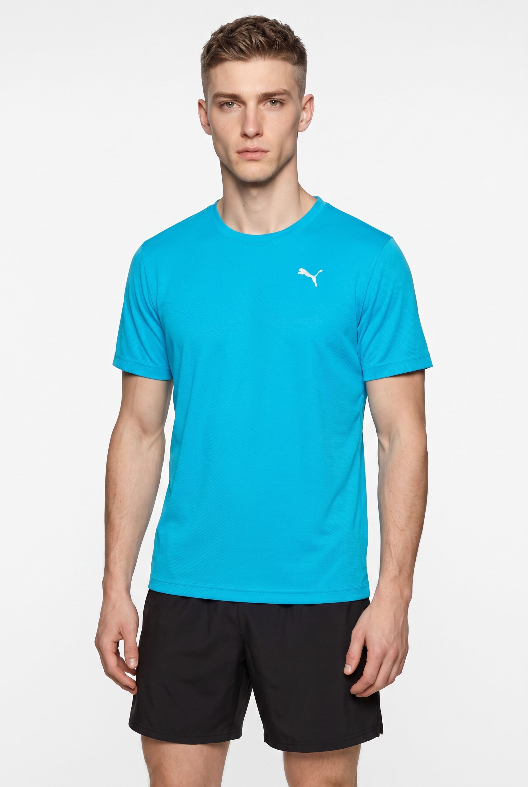 Laufshirt PUMA "GRAPHICS RUNNING FASTER TEE M", Herren, Gr. XXL, blau (speed blau), Web, Obermaterial: 100% Polyester, regular fit normal, Rundhals, Shirts Laufshirt, Regular Fit, mit dryCELL Technologie, Kurzarmdesign