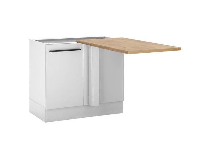 P & B Eckunterschrank, Weiß, Eiche, 1 Fächer, einmalig seitenverkehrt montierbar, 110x90x60 cm, Küchen, Küchenmöbel, Küchenschränke, Eckschränke Küche
