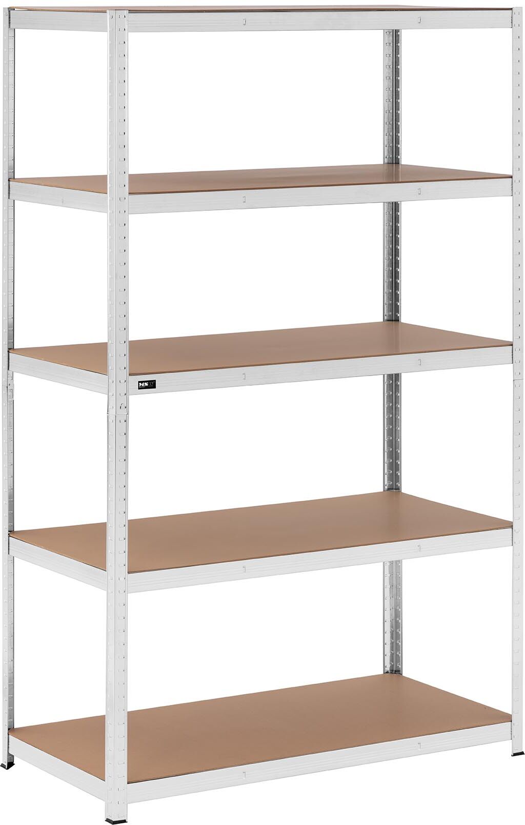 MSW Schwerlastregal - 120 x 60 x 200 cm - für 5 x 150 kg - Grau